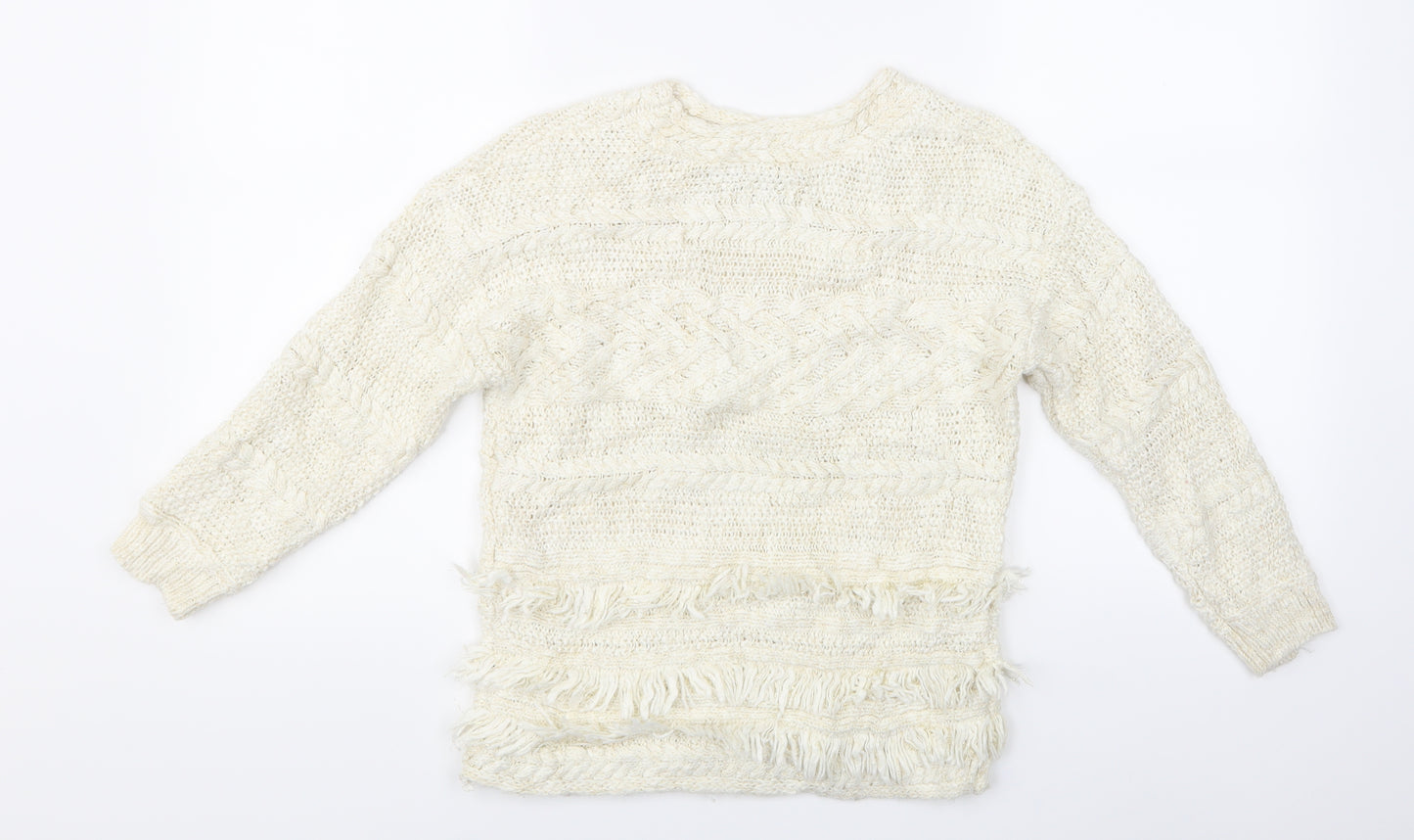 Outfit Kids Girls White Striped  Pullover Jumper Size 8 Years