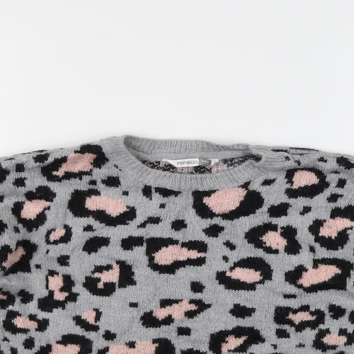PEP & CO Girls Multicoloured Animal Print  Pullover Jumper Size 11-12 Years