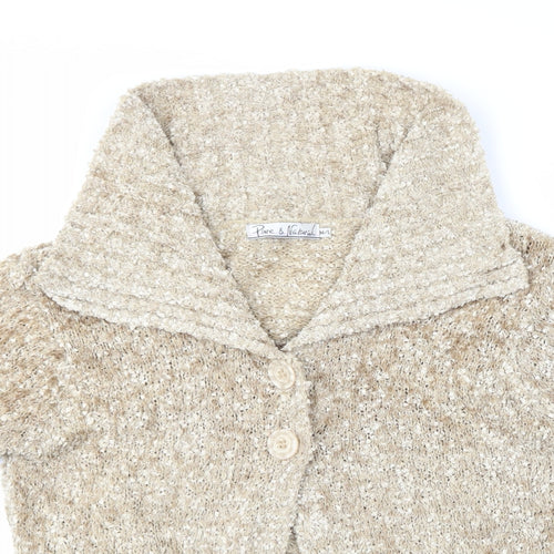 Pure & Natural Womens Beige   Cardigan Jumper Size M