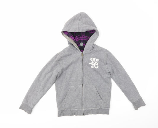 Front view of Zara Kids girls’ grey full zip hoodie, size 7-8, years
