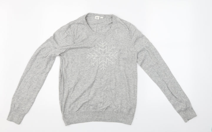 Gap Womens Grey Pullover Jumper Size M - Snowflake