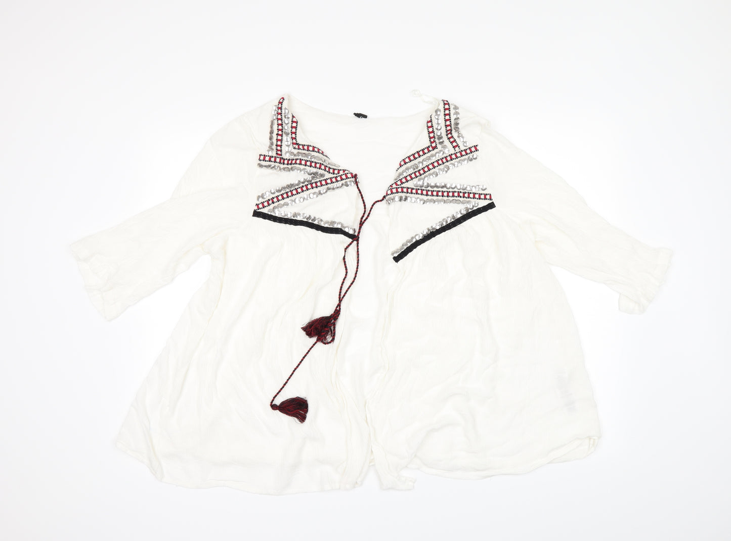 Preworn Womens White   Cardigan Jumper Size 24