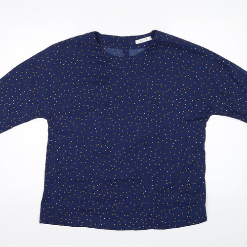 Atelier Womens Blue Polka Dot  Basic Blouse Size 10
