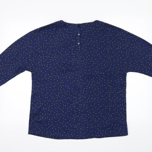 Atelier Womens Blue Polka Dot  Basic Blouse Size 10