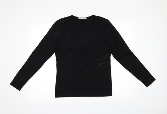 Front view of Entracte women’s black basic blouse, size UK 4