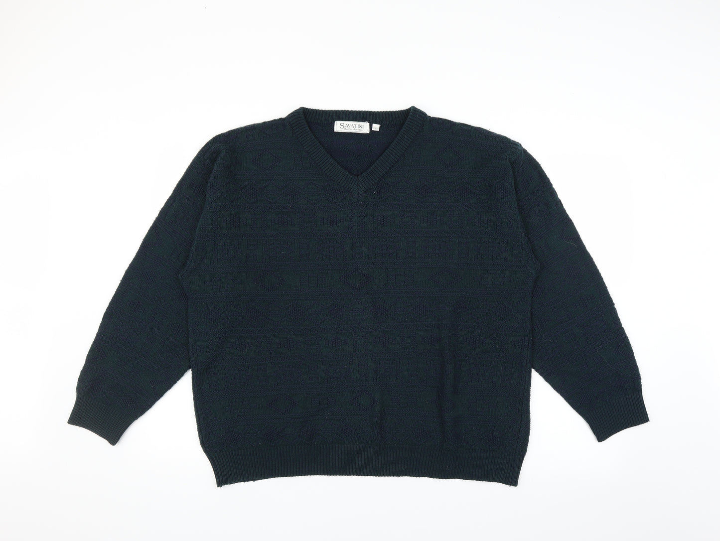 Savatini Mens Green  Knit Pullover Jumper Size L