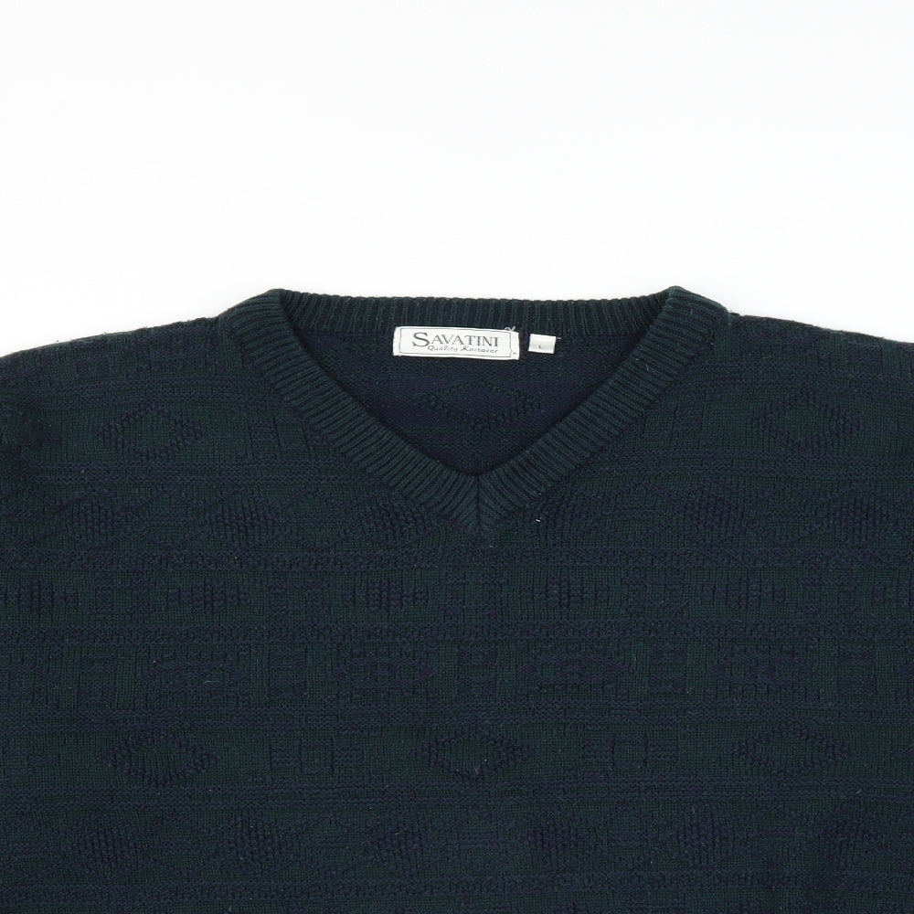Savatini Mens Green  Knit Pullover Jumper Size L