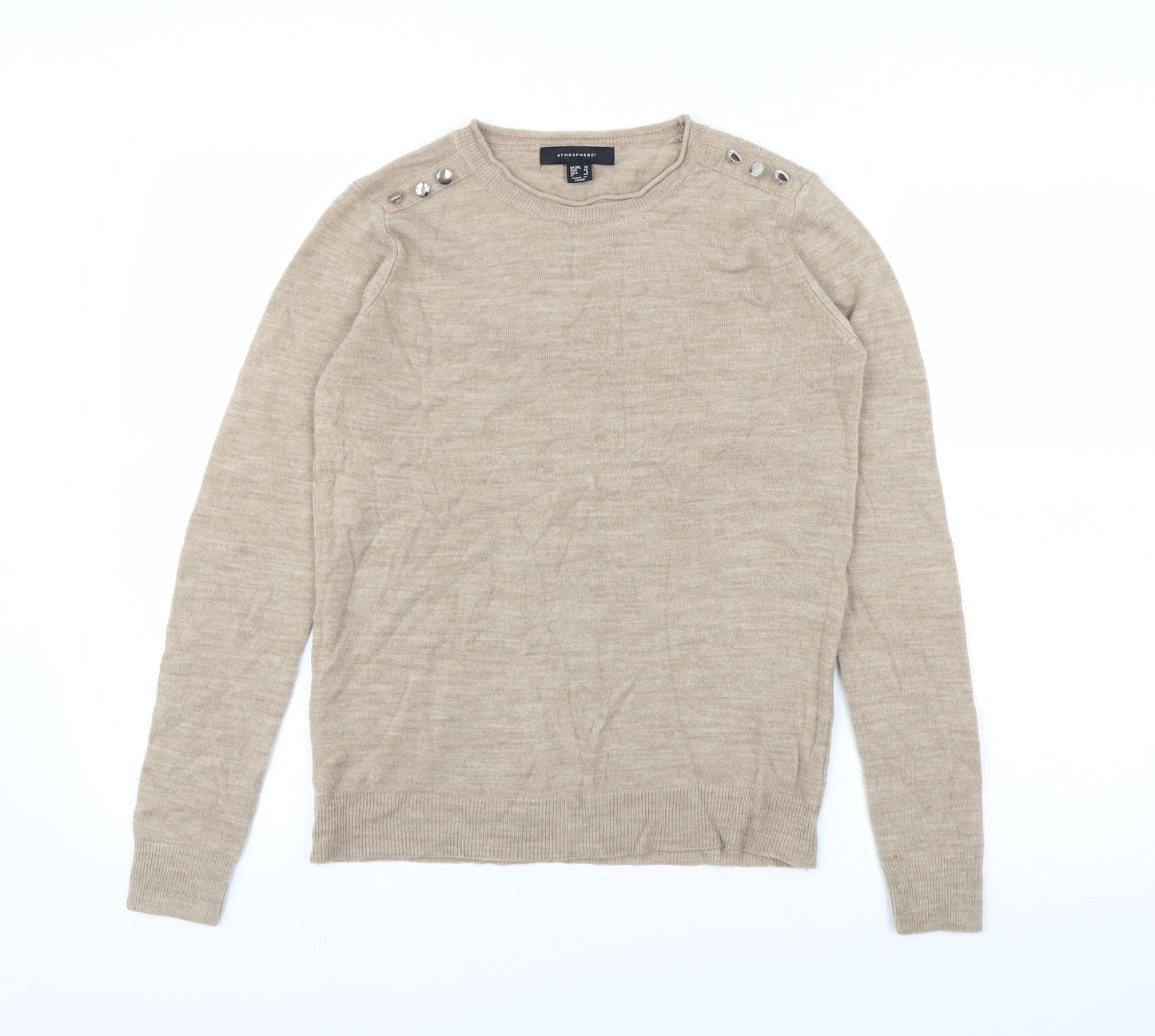 Atmosphere Womens Beige  Knit Basic T-Shirt Size 10