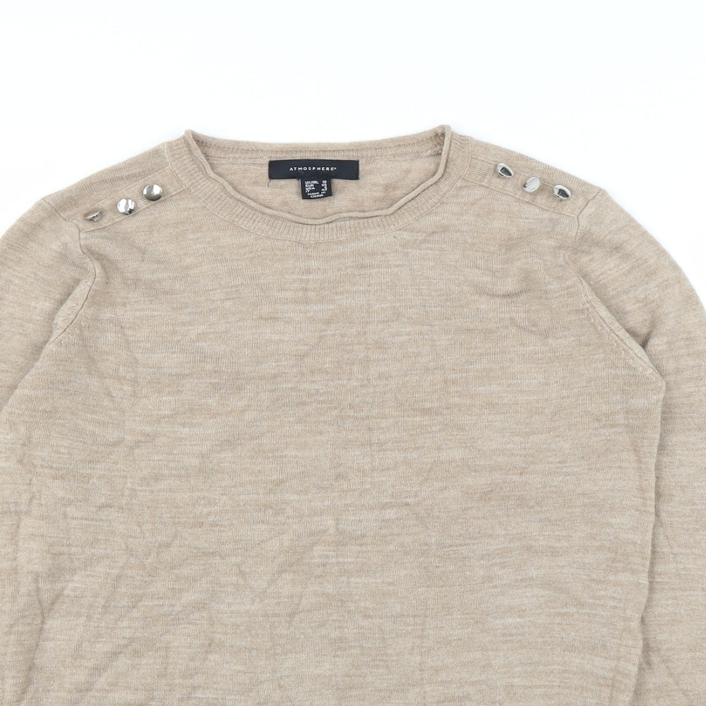Atmosphere Womens Beige  Knit Basic T-Shirt Size 10