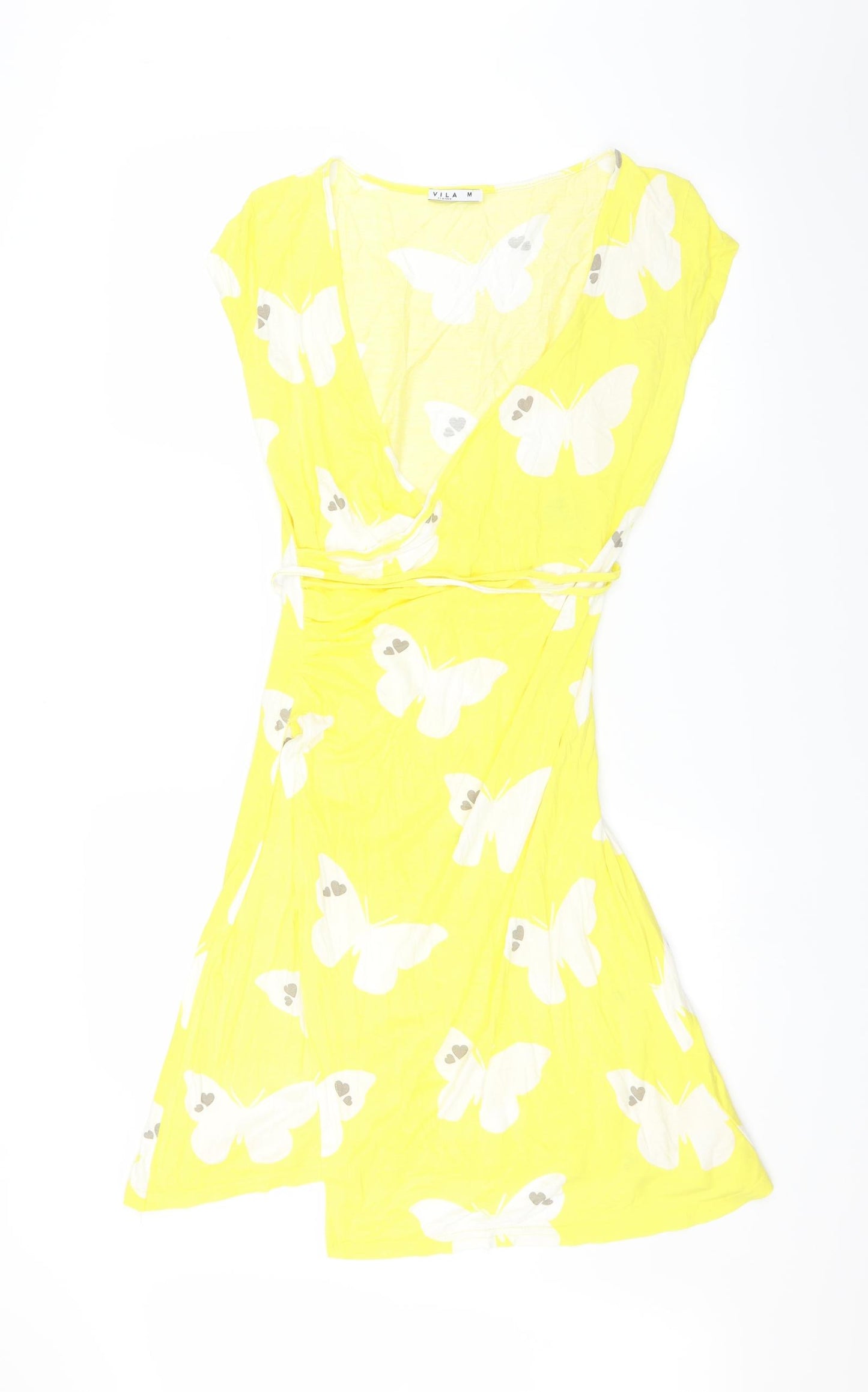 villa Womens Yellow   Fit & Flare  Size M  - Butterflies