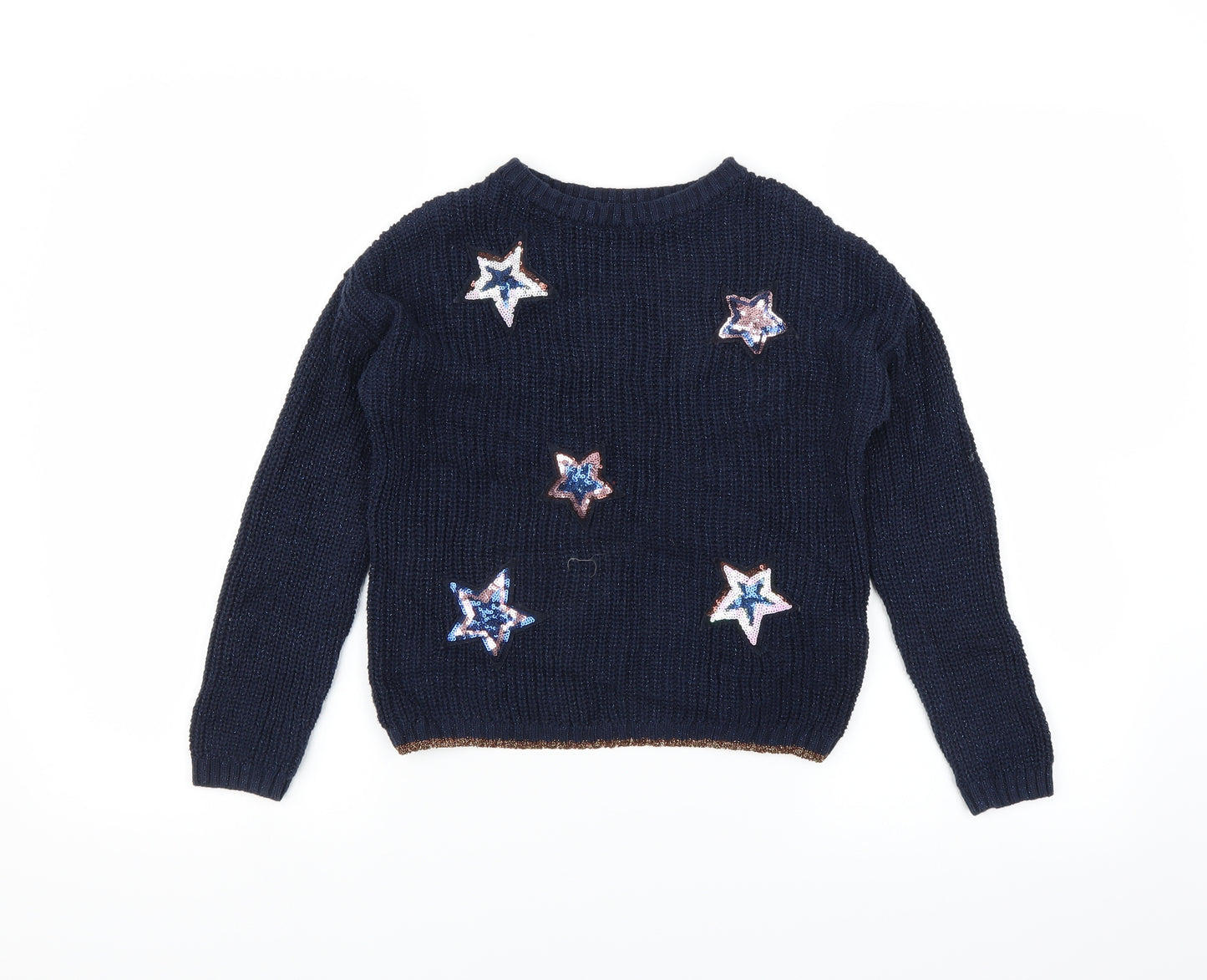 Marks and Spencer Girls Blue  Knit Pullover Jumper Size 6-7 Years
