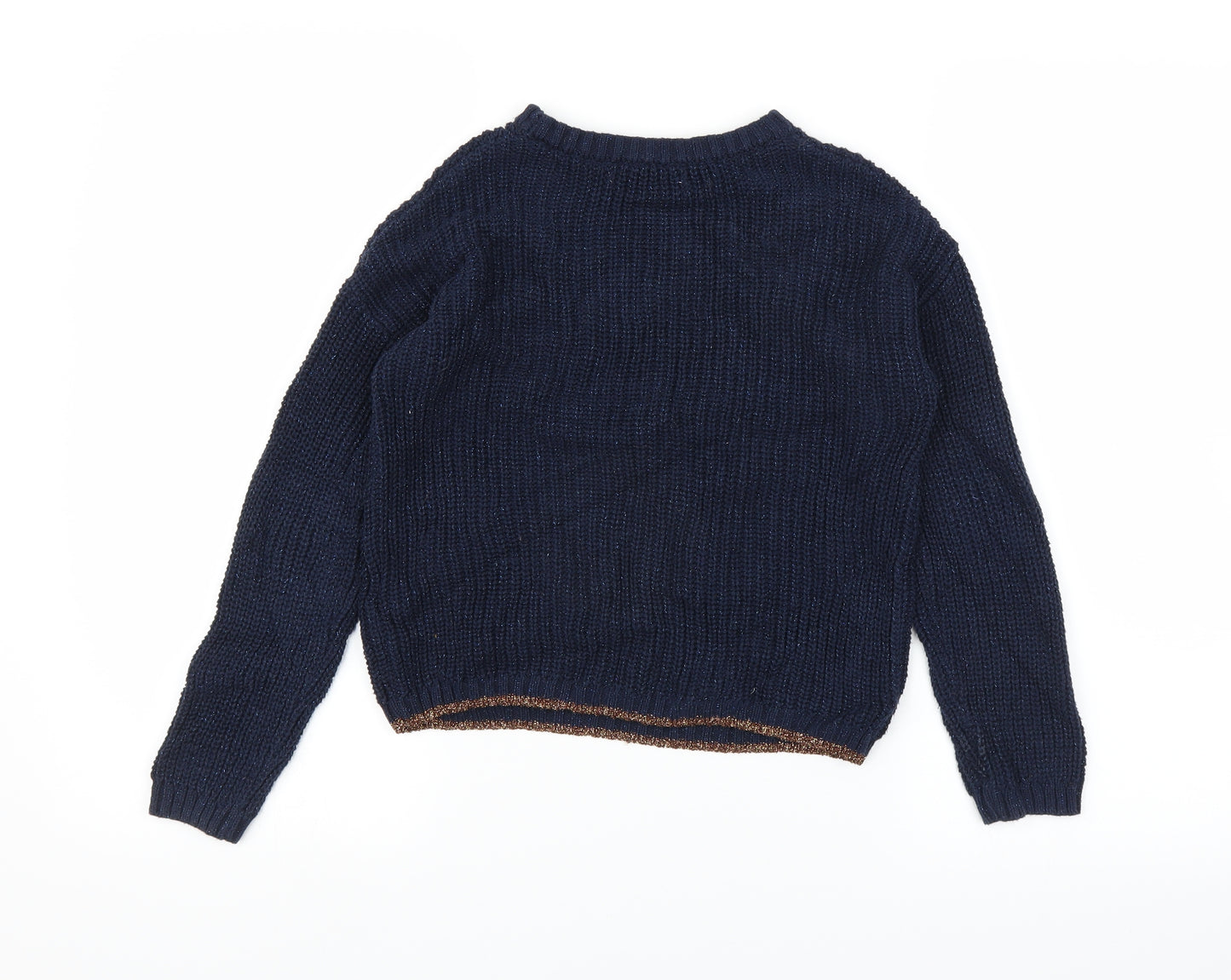 Marks and Spencer Girls Blue  Knit Pullover Jumper Size 6-7 Years