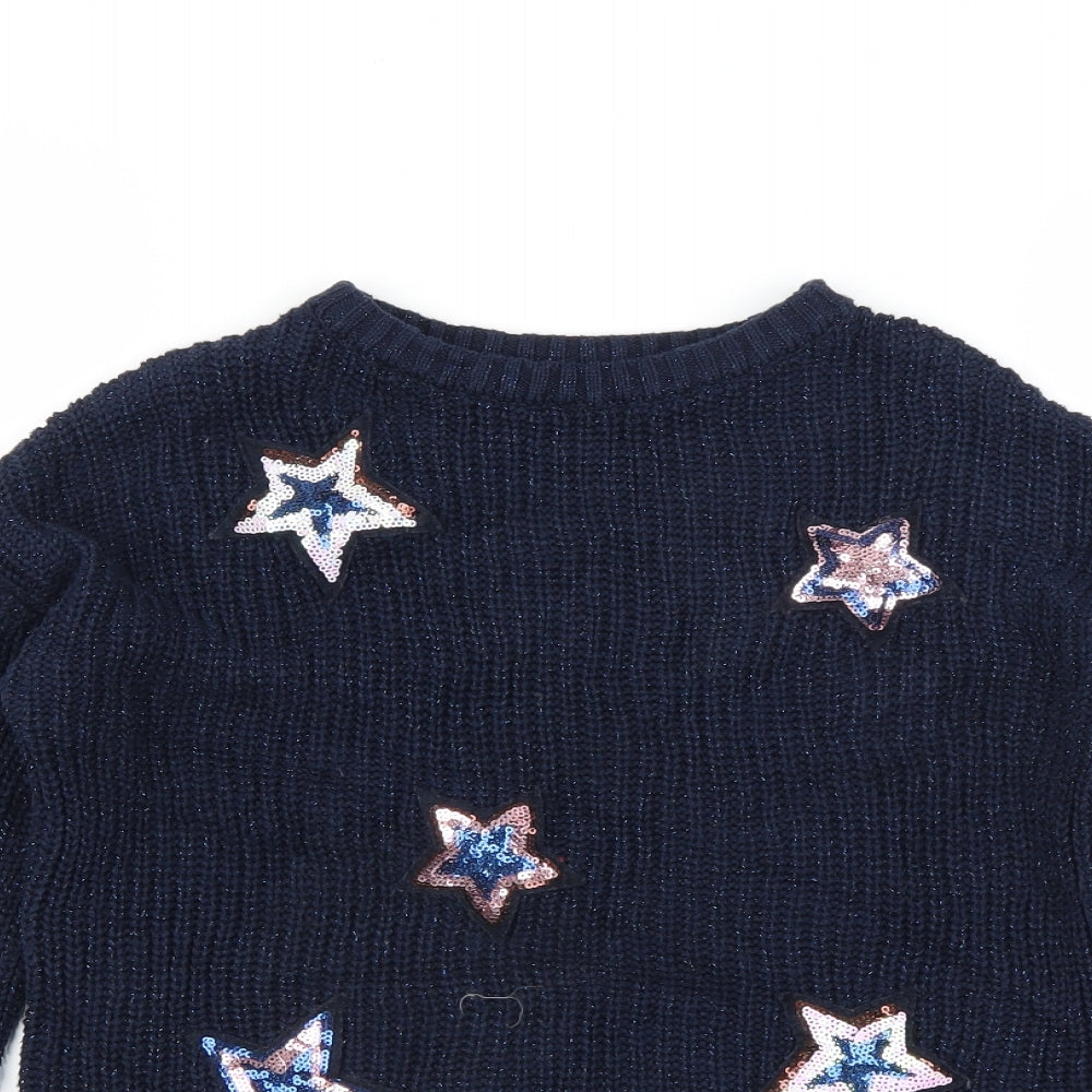 Marks and Spencer Girls Blue  Knit Pullover Jumper Size 6-7 Years
