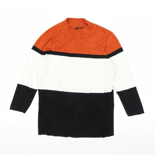 Papaya Womens White Striped  Pullover Jumper Size 8