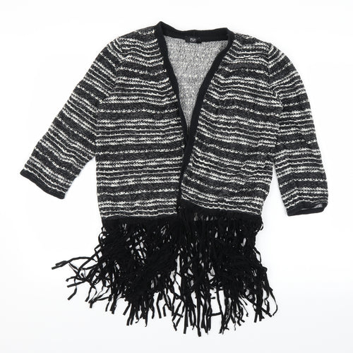 F&F Womens Black Striped  Cardigan Jumper Size 12