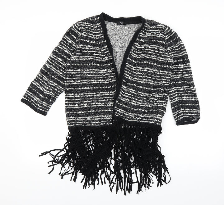 F&F Womens Black Striped  Cardigan Jumper Size 12