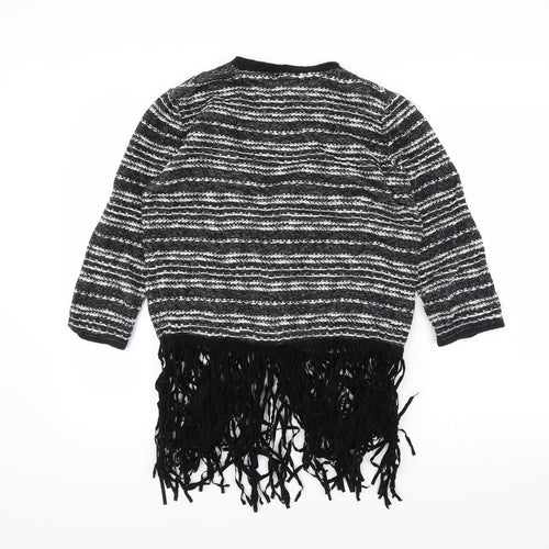 F&F Womens Black Striped  Cardigan Jumper Size 12