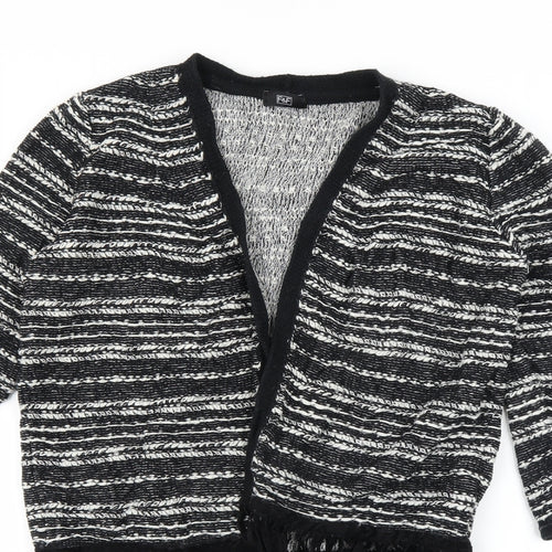 F&F Womens Black Striped  Cardigan Jumper Size 12