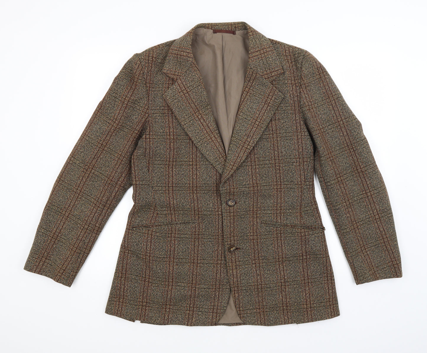 Foster Mens Brown Plaid Tweed Jacket Suit Jacket