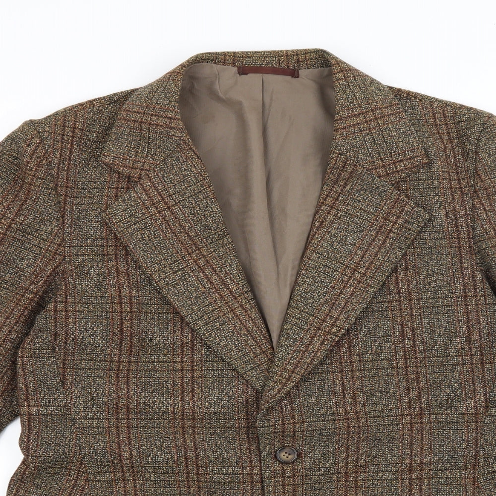 Foster Mens Brown Plaid Tweed Jacket Suit Jacket