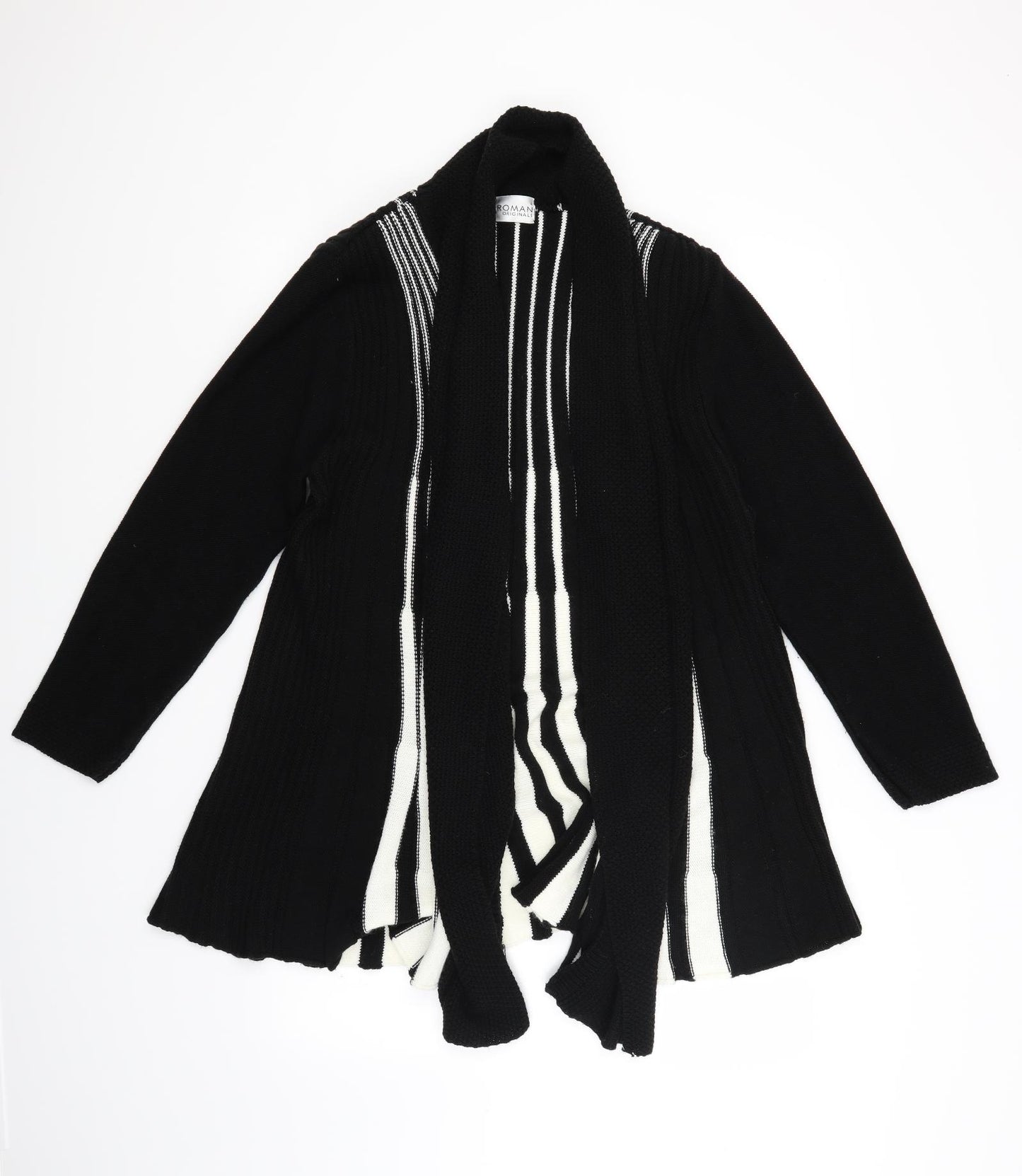 Roman Originals Womens Black Striped Knit Cardigan Jumper Size L