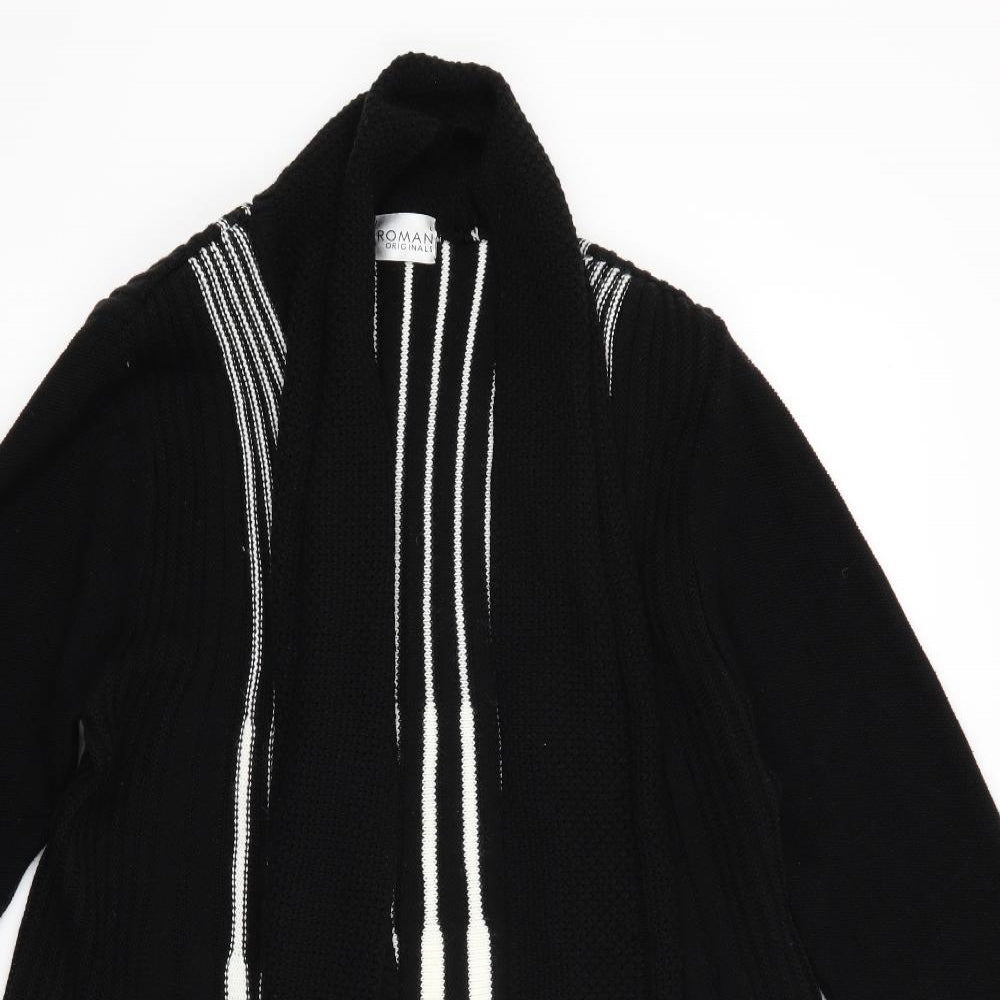 Roman Originals Womens Black Striped Knit Cardigan Jumper Size L