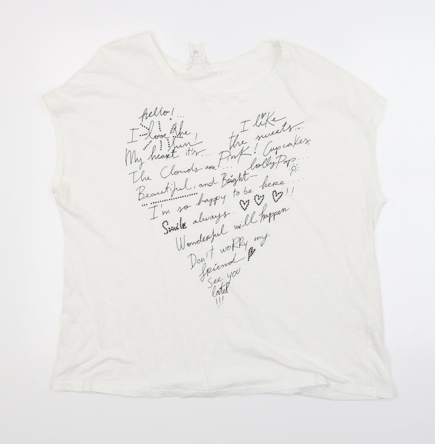 NEXT Womens White   Basic T-Shirt Size 20  - LOVE HEART