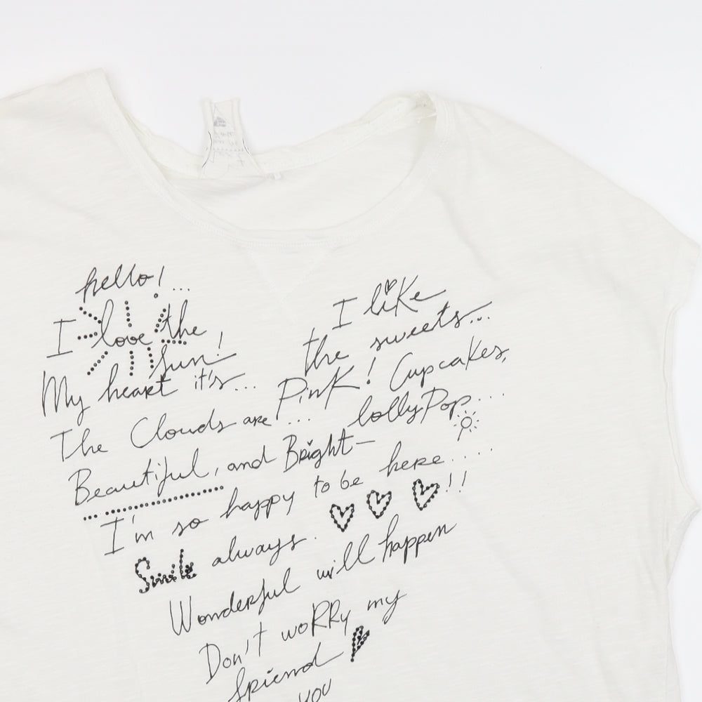NEXT Womens White   Basic T-Shirt Size 20  - LOVE HEART
