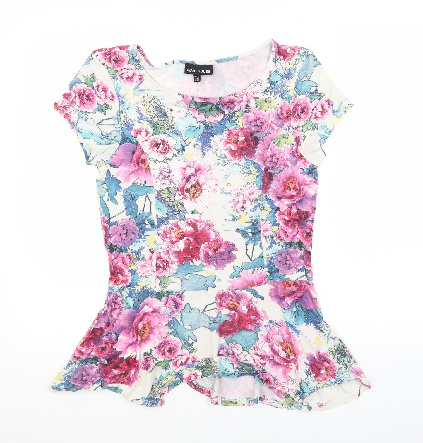 Warehouse Womens Pink Floral  Basic T-Shirt Size 12
