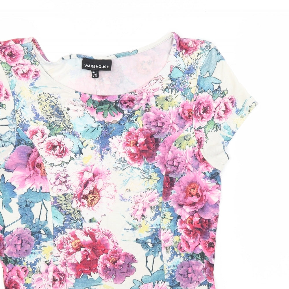 Warehouse Womens Pink Floral  Basic T-Shirt Size 12