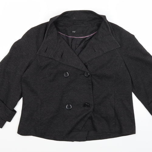 F&F Womens Black Plaid  Jacket  Size 14