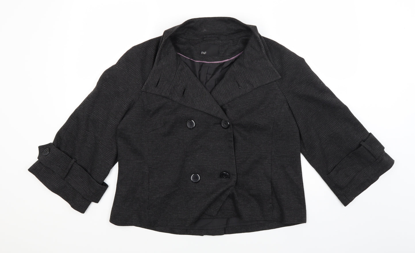 F&F Womens Black Plaid  Jacket  Size 14