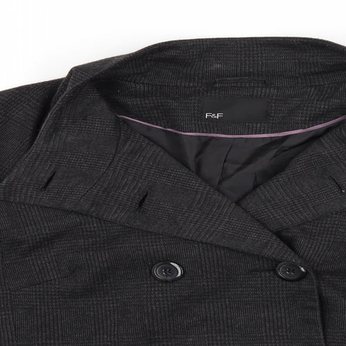 F&F Womens Black Plaid  Jacket  Size 14