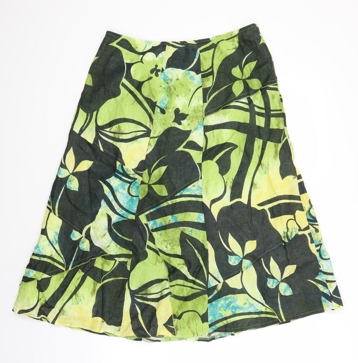 Libra Womens Green Floral  A-Line Skirt Size 12