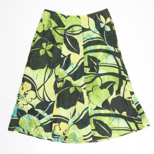 Libra Womens Green Floral  A-Line Skirt Size 12