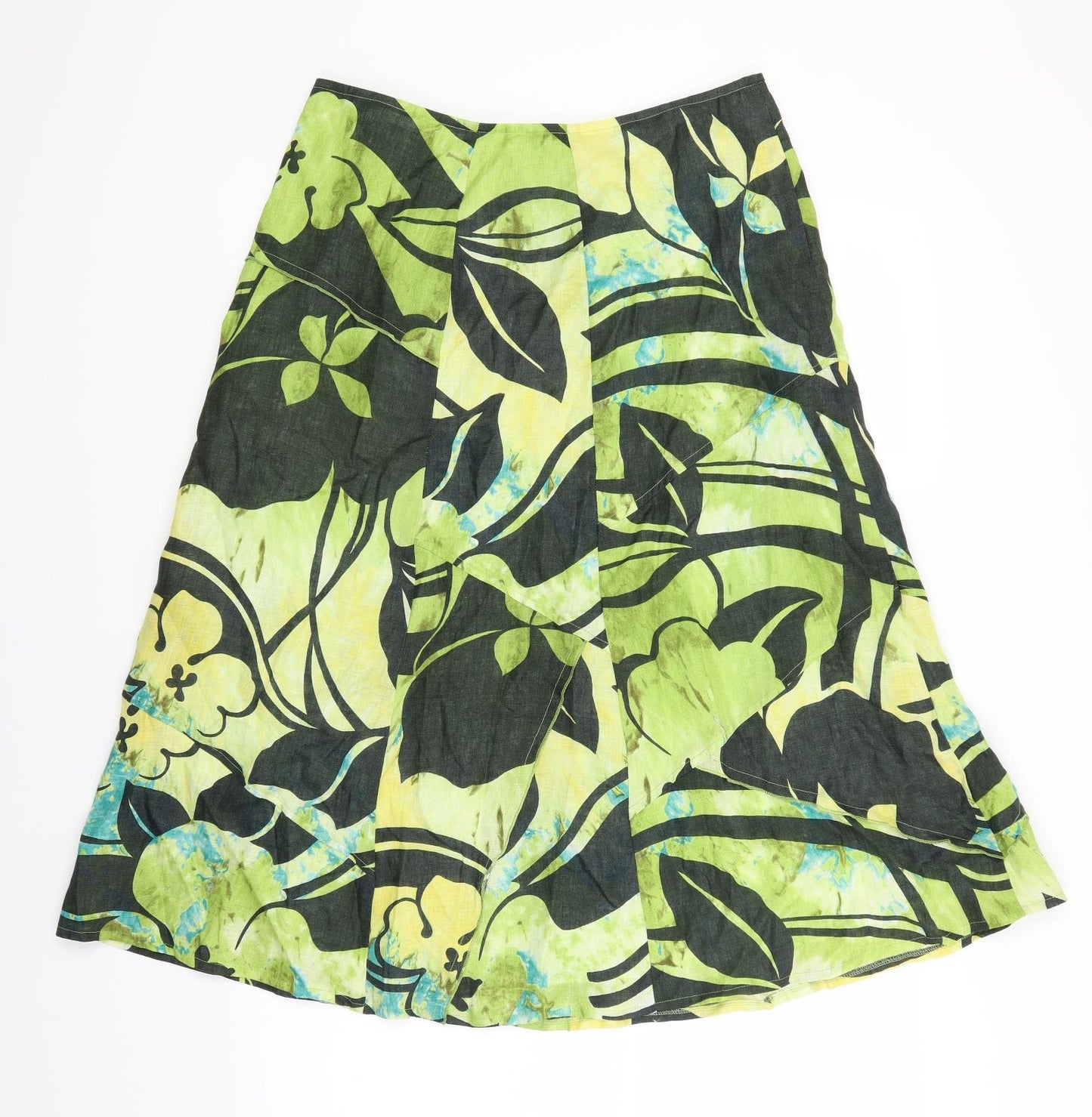 Libra Womens Green Floral  A-Line Skirt Size 12