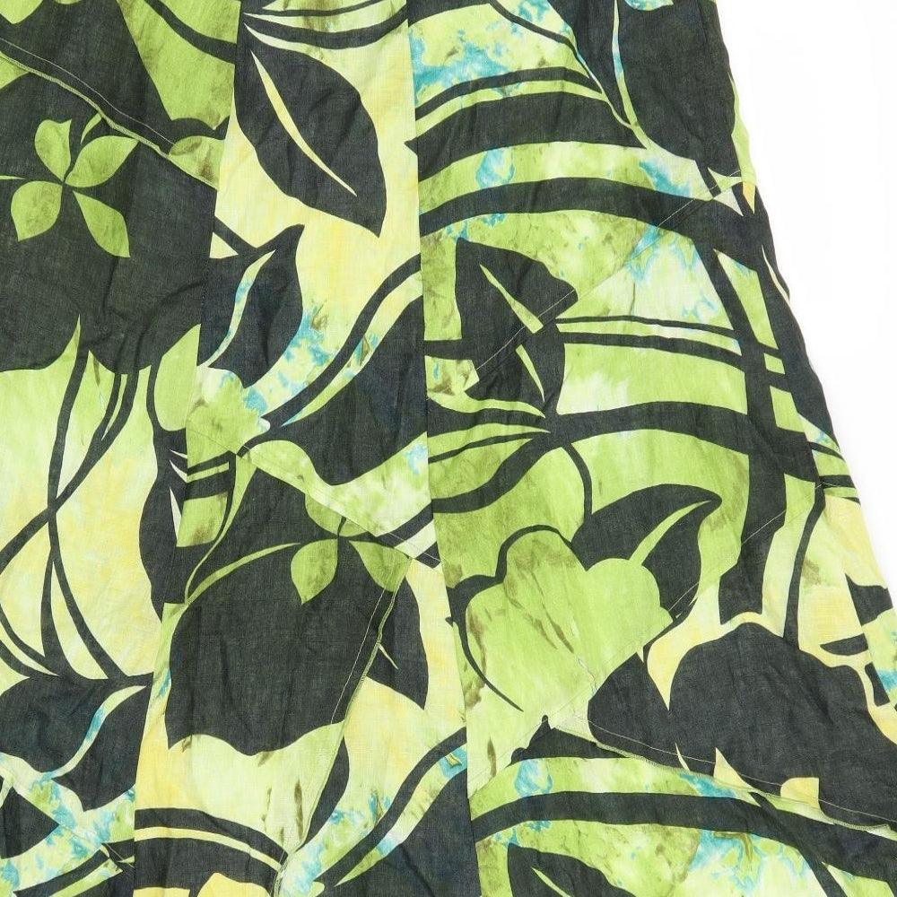 Libra Womens Green Floral  A-Line Skirt Size 12