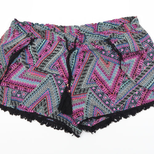 F&F Womens Pink Geometric  Cut-Off Shorts Size 16