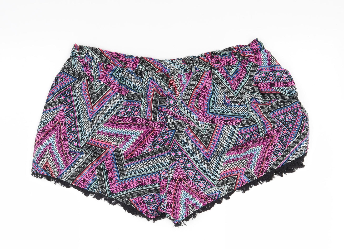 F&F Womens Pink Geometric  Cut-Off Shorts Size 16