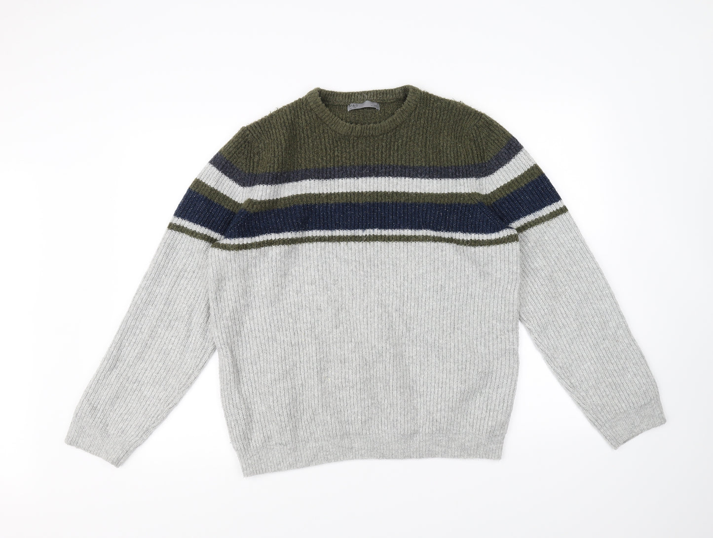 m&S Mens Grey   Pullover Jumper Size L