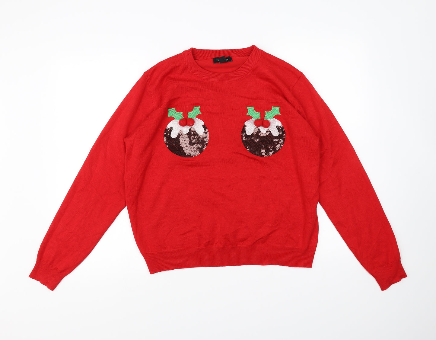 New Look Womens Red   Pullover Jumper Size 16  - Christmas jumper