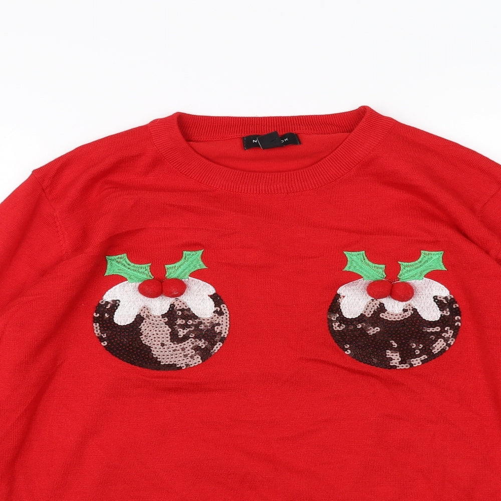 New Look Womens Red   Pullover Jumper Size 16  - Christmas jumper
