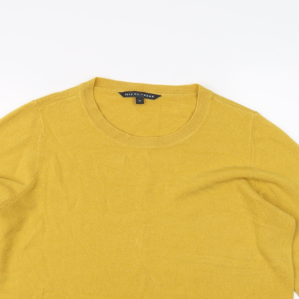 love knitwear Womens Yellow   Pullover Jumper Size 16