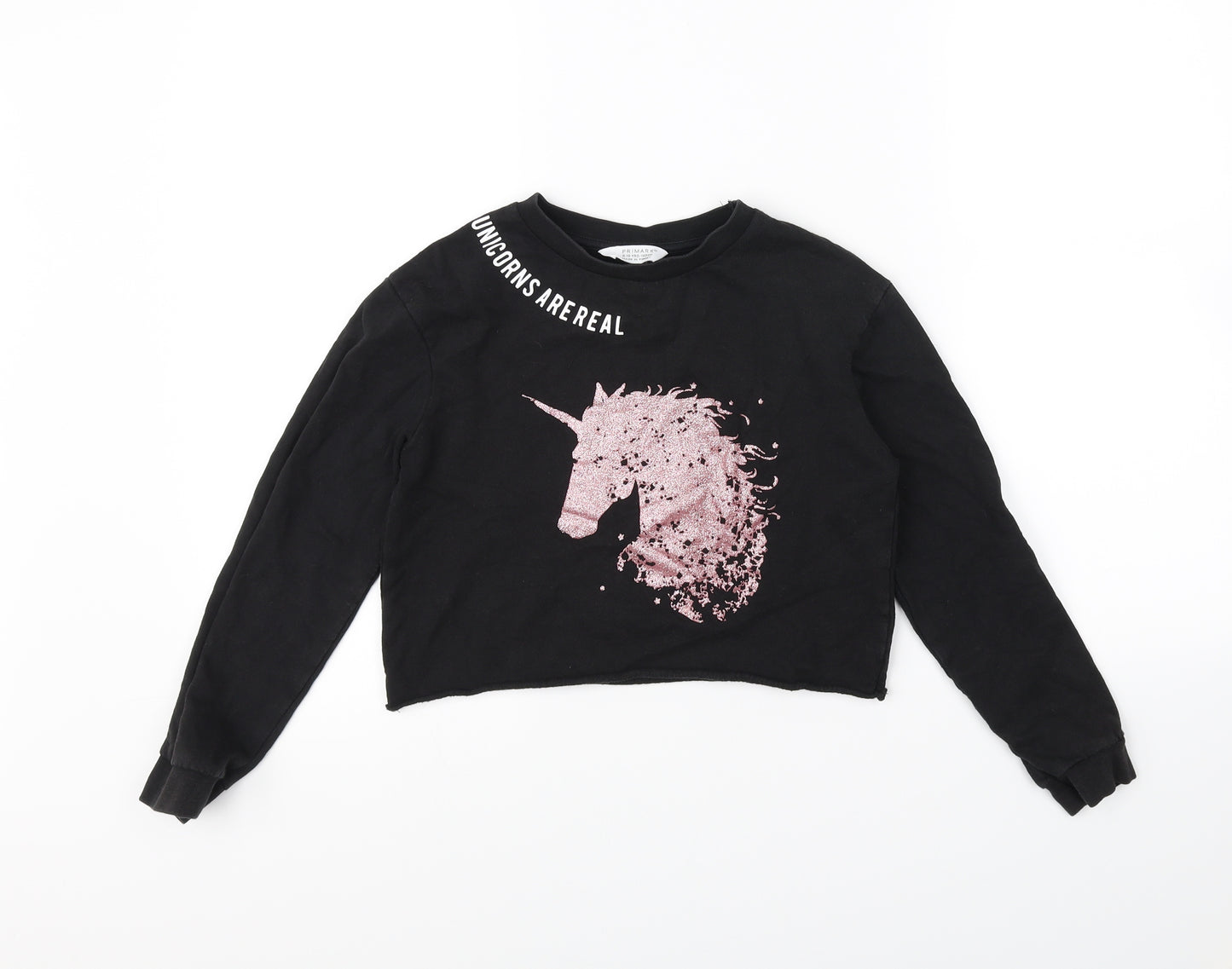 Primark Girls Black   Pullover Jumper Size 9 Years  - Unicorn