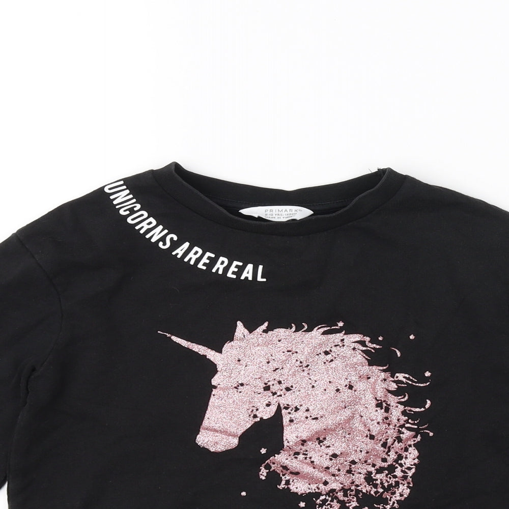 Primark Girls Black   Pullover Jumper Size 9 Years  - Unicorn