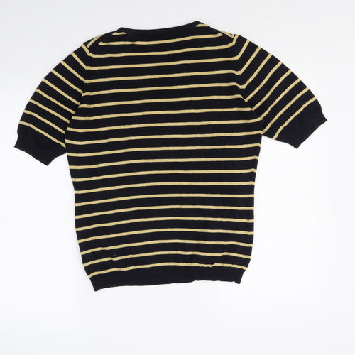 Preworn Womens Blue Striped  Basic T-Shirt Size M