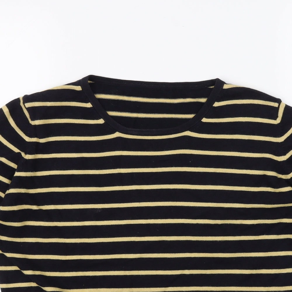Preworn Womens Blue Striped  Basic T-Shirt Size M