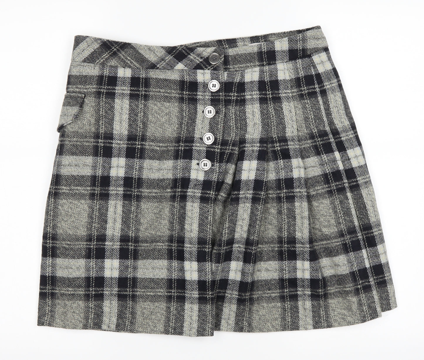 TU Womens Black Plaid  Skater Skirt Size 14