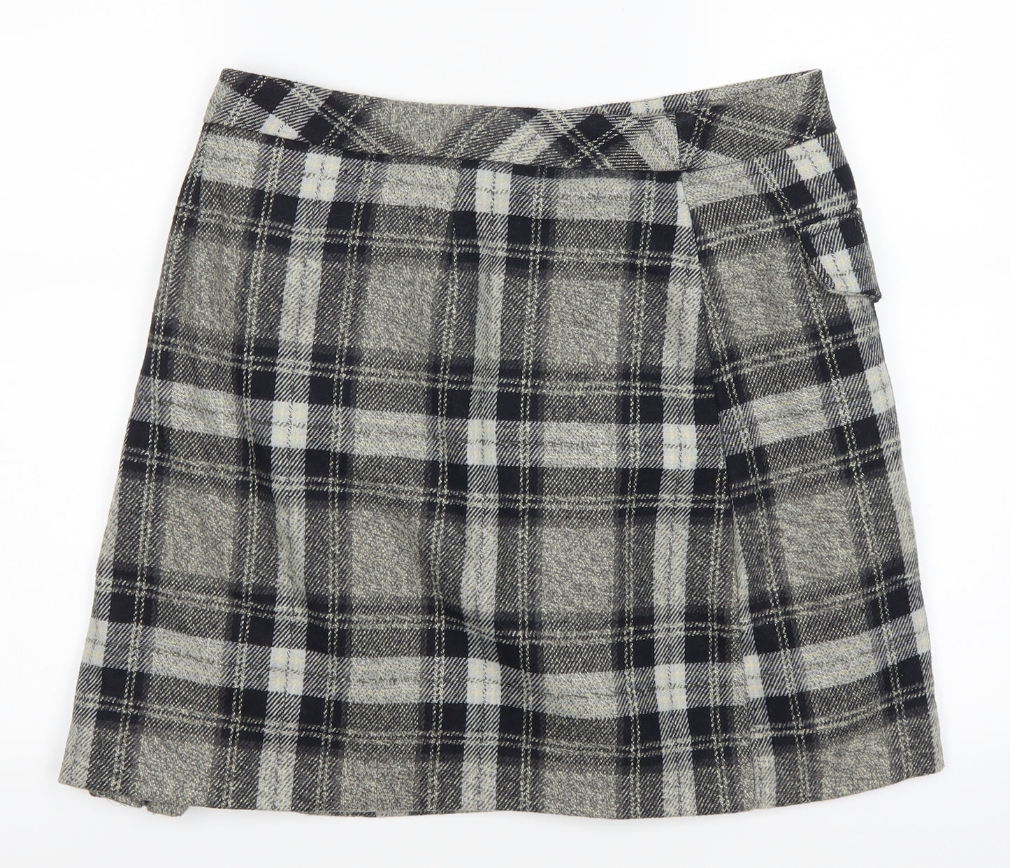 TU Womens Black Plaid  Skater Skirt Size 14
