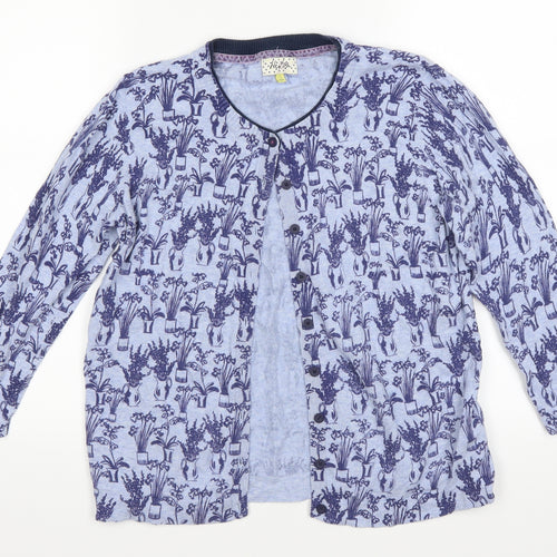 heyton Womens Blue Floral  Cardigan Jumper Size S
